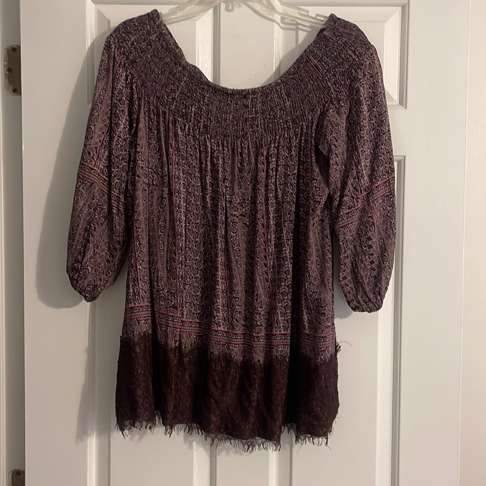 Anthropologie purple off the shoulder top